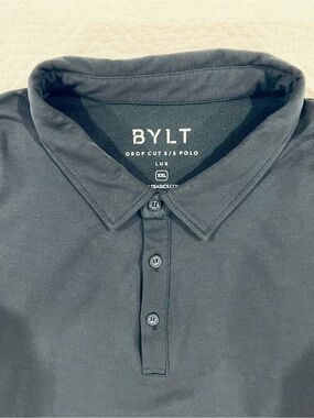Bylt Lux Men’s 2XL Black Drop Cut Performance Golf Workout Polo